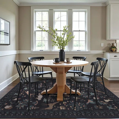 Animal & Floral Machine Washable Area Rugs with Non-Slip Backing