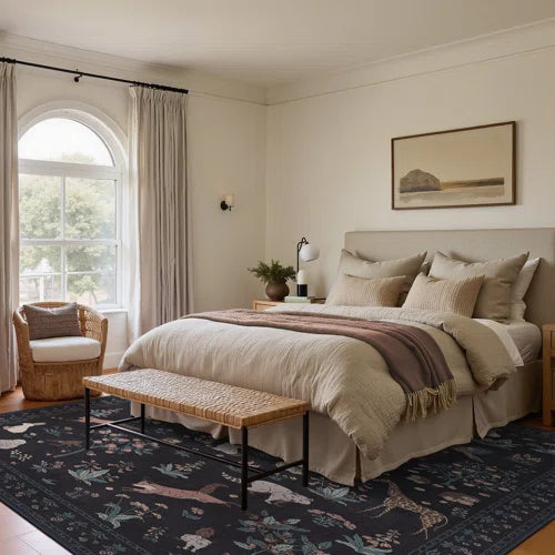 Animal & Floral Machine Washable Area Rugs with Non-Slip Backing