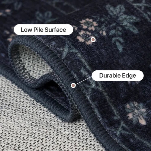 Animal & Floral Machine Washable Area Rugs with Non-Slip Backing